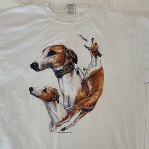 Dog Graphic T-Shirt - White and Brown